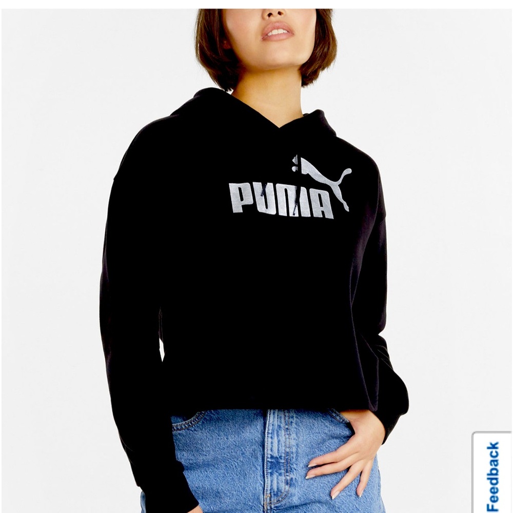 NWOT-Ladies Puma hoodie with silver Puma logo. Size L